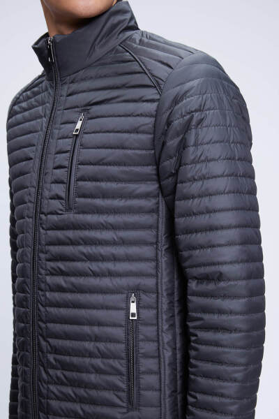 Antrasit Regular Fit Hakim Yaka Şişme Mont - 3