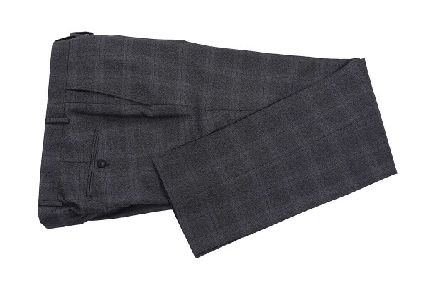 Antrasit Regular Fit Kareli Mono Yaka 4 Drop Klasik Takım Elbise - 3