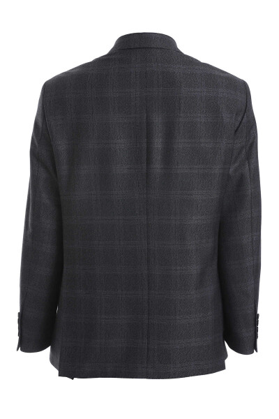 Antrasit Regular Fit Kareli Mono Yaka 4 Drop Klasik Takım Elbise - 6