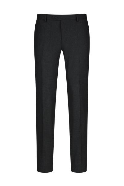 Antrasit Regular Fit Kareli Yandan Cepli Kumaş Pantolon - 3