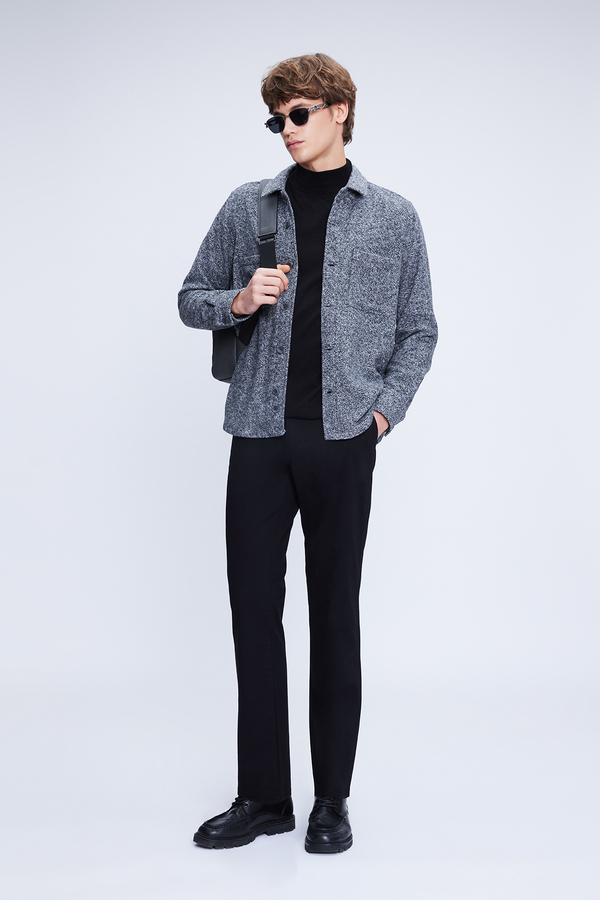 Antrasit Regular Fit Pamuklu Overshirt Gömlek - Hatemoğlu