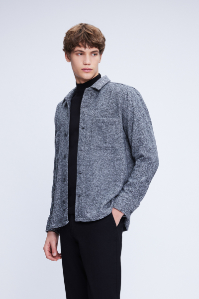 Antrasit Regular Fit Pamuklu Overshirt Gömlek - 2