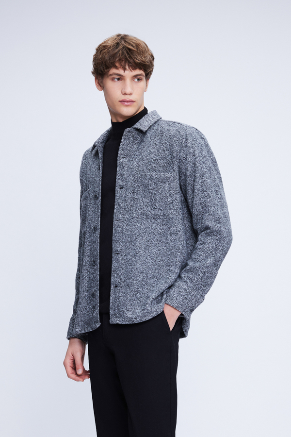Antrasit Regular Fit Pamuklu Overshirt Gömlek - Hatemoğlu (1)