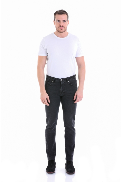 HTML - Antrasit Slim Fit Düz Pamuklu 5 Cep Kot Pantolon
