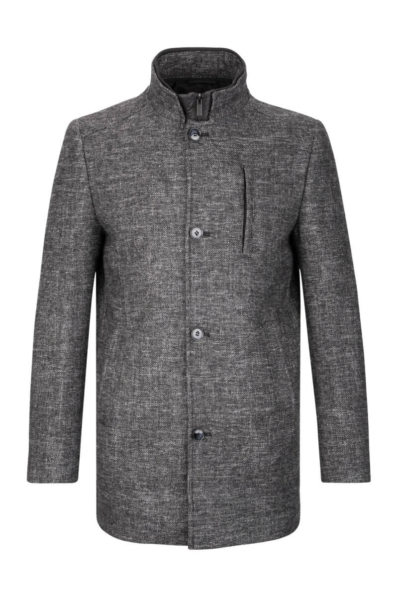 Antrasit Slim Fit Hakim Yaka Yünlü Kaşe Palto - Saykı