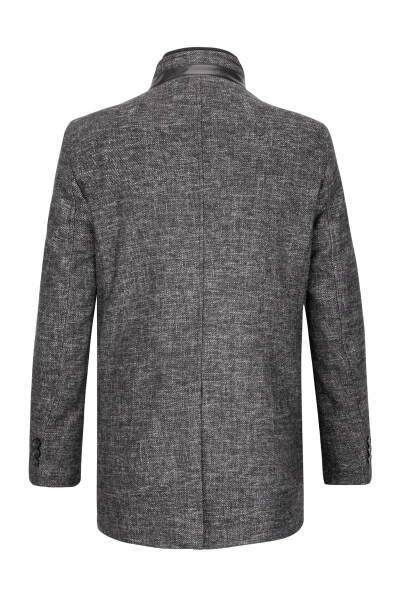 Antrasit Slim Fit Hakim Yaka Yünlü Kaşe Palto - 2