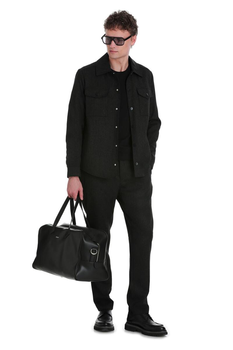 Antrasit Slim Fit Mono Yaka Casual Overshirt Takım - Hatemoğlu