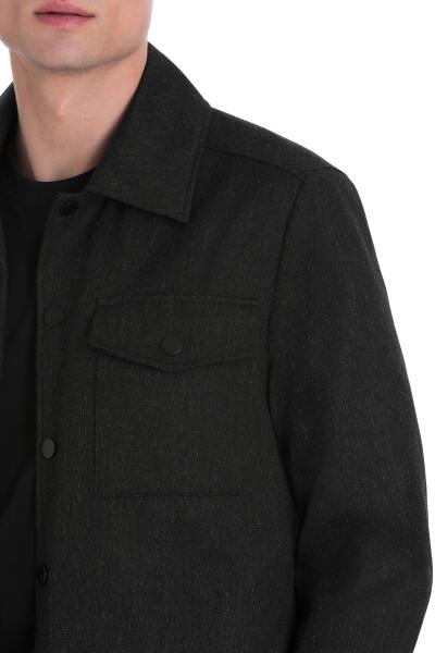 Antrasit Slim Fit Mono Yaka Casual Overshirt Takım - 3