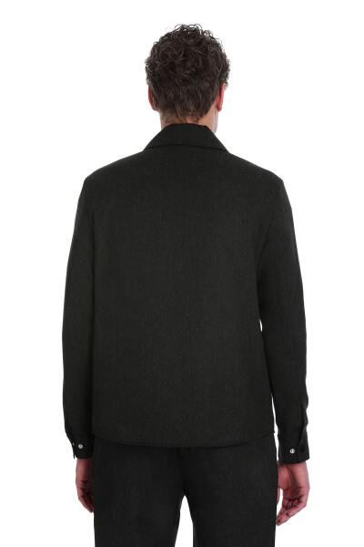 Antrasit Slim Fit Mono Yaka Casual Overshirt Takım - 5