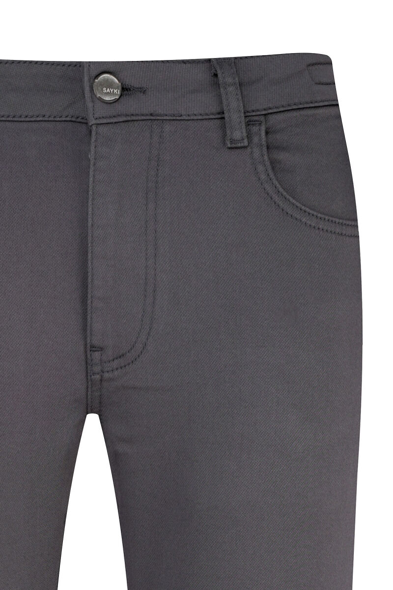 Antrasit Slim Fit Pamuklu 5 Cep Kanvas Pantolon - Saykı (1)