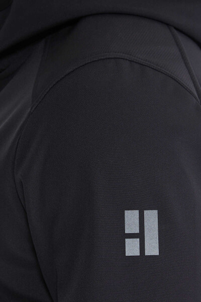 Antrasit Slim Fit Kapüşonlu Polar Mont - 11