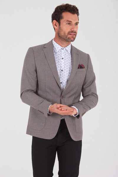 Vizon %100 Yün Slim Fit Ceket - Thumbnail