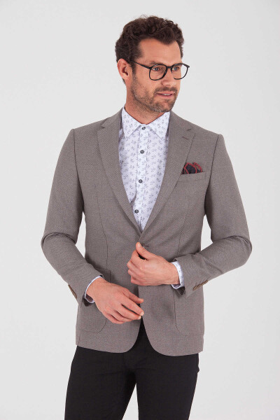Vizon %100 Yün Slim Fit Ceket - Thumbnail