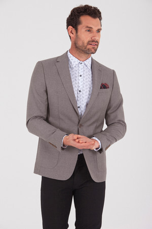 Vizon %100 Yün Slim Fit Ceket - Thumbnail