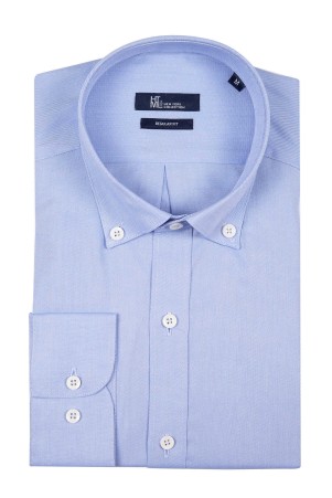 Mavi Regular Fit Düz 100% Pamuk Uzun Kol Oxford Gömlek - Thumbnail