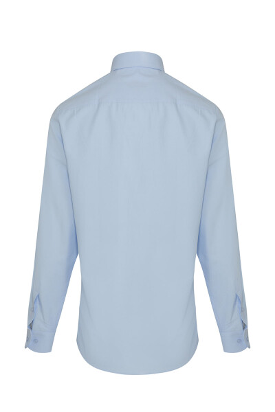 Mavi Klasik Fit Pamuklu Slim Yaka Uzun Kollu Klasik Gömlek - 4