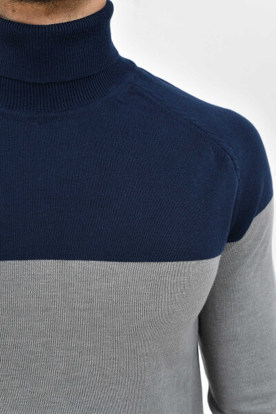 Lacivert Balıkçı Yaka Pamuklu Triko Kazak - 7