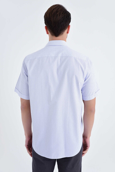 Baskılı Kısa Kol Gri Gömlek - 4