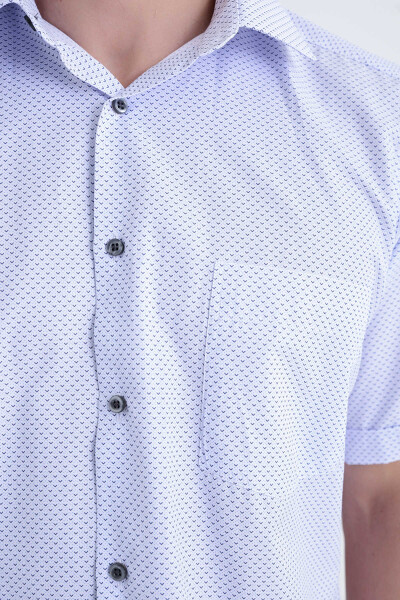 Baskılı Kısa Kol Gri Gömlek - 3