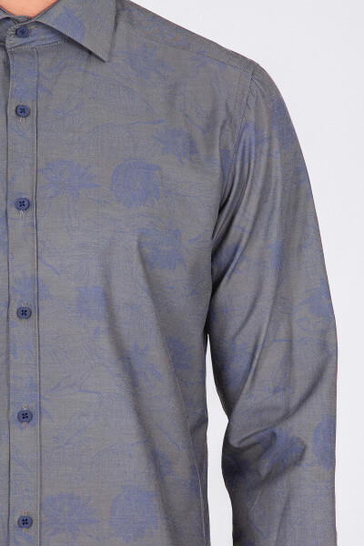 Haki Slim Fit Baskılı Pamuklu Uzun Kol Spor Gömlek - 10