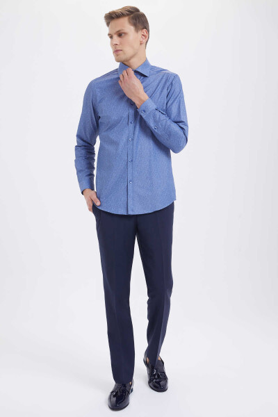Baskılı Slim Fit Lacivert Gömlek - 2
