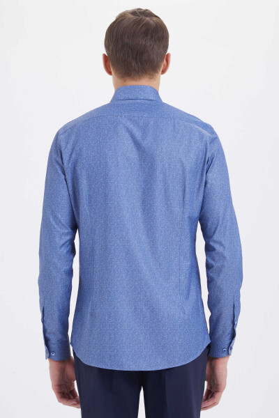 Baskılı Slim Fit Lacivert Gömlek - 3