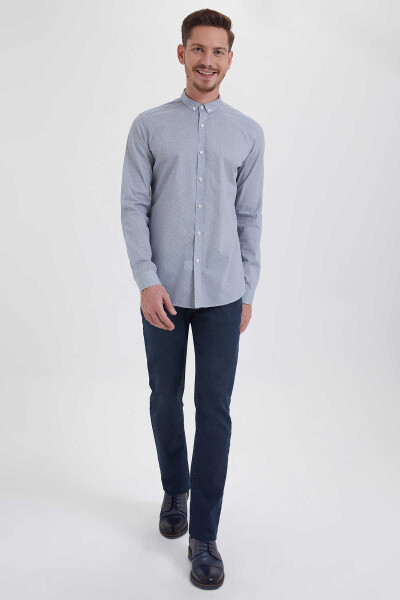 Baskılı Slim Fit Lacivert Gömlek - 2