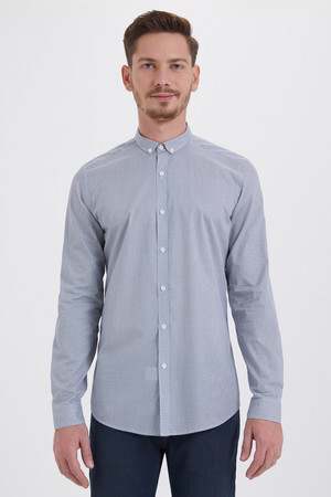 Baskılı Slim Fit Lacivert Gömlek - 5