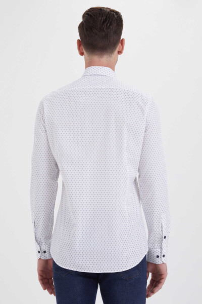 Baskılı Slim Fit Lacivert Gömlek - 3