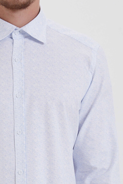 Baskılı Slim Fit Mavi Gömlek - 4