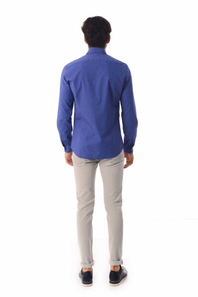 Baskılı Slim Fit Lacivert Gömlek - 3