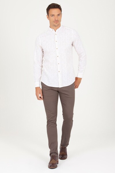 Slim Fit Bej Hakim Yaka Spor Gömlek - 2