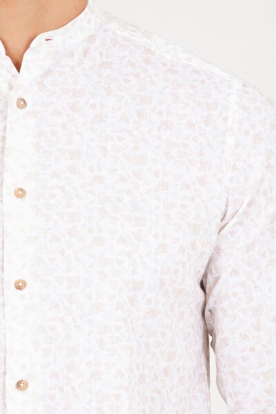 Slim Fit Bej Hakim Yaka Spor Gömlek - 4