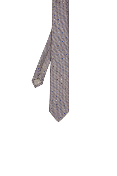 Bej Desenli Klasik Micro Kravat - 7