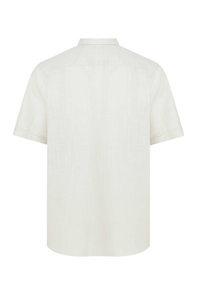 Bej Klasik Fit 100% Pamuk Kısa Kol Klasik Gömlek - 2