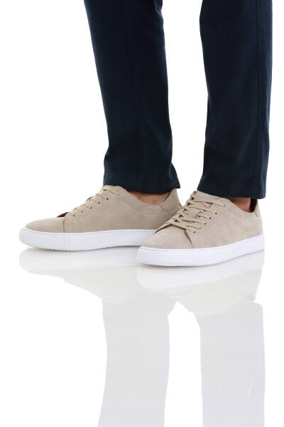 Bej Casual Bağcıklı Süet Ayakkabı - 2