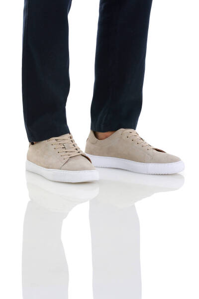 Bej Casual Bağcıklı Süet Ayakkabı - 3