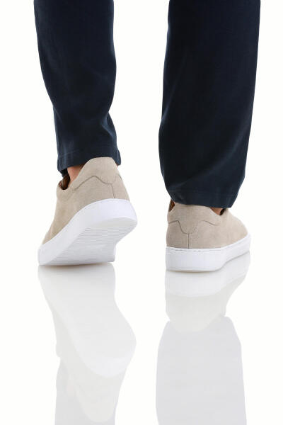 Bej Casual Bağcıklı Süet Ayakkabı - 5