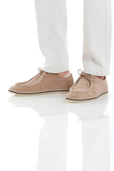 Bej Casual Bağcıklı Süet Ayakkabı - 2