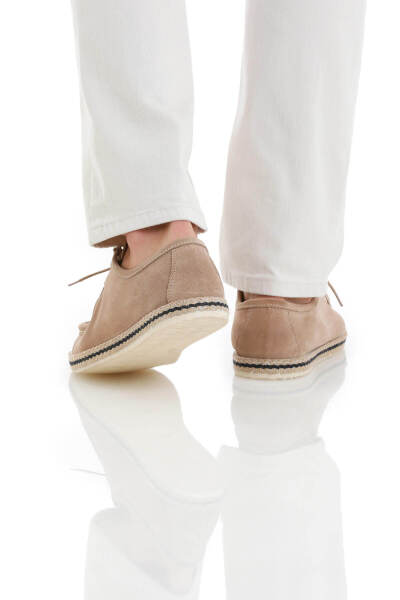 Bej Casual Bağcıklı Süet Ayakkabı - 5