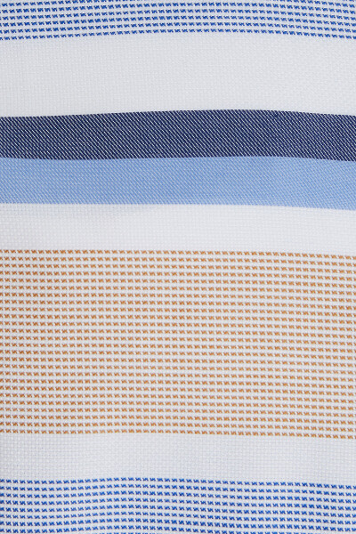 Bej Dinamik Fit Uzun Kol Pamuklu Çizgili Gömlek - 5