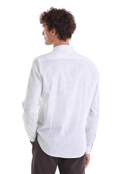 Bej Comfort Fit Baskılı Slim Yaka Uzun Kollu Spor Gömlek - 6