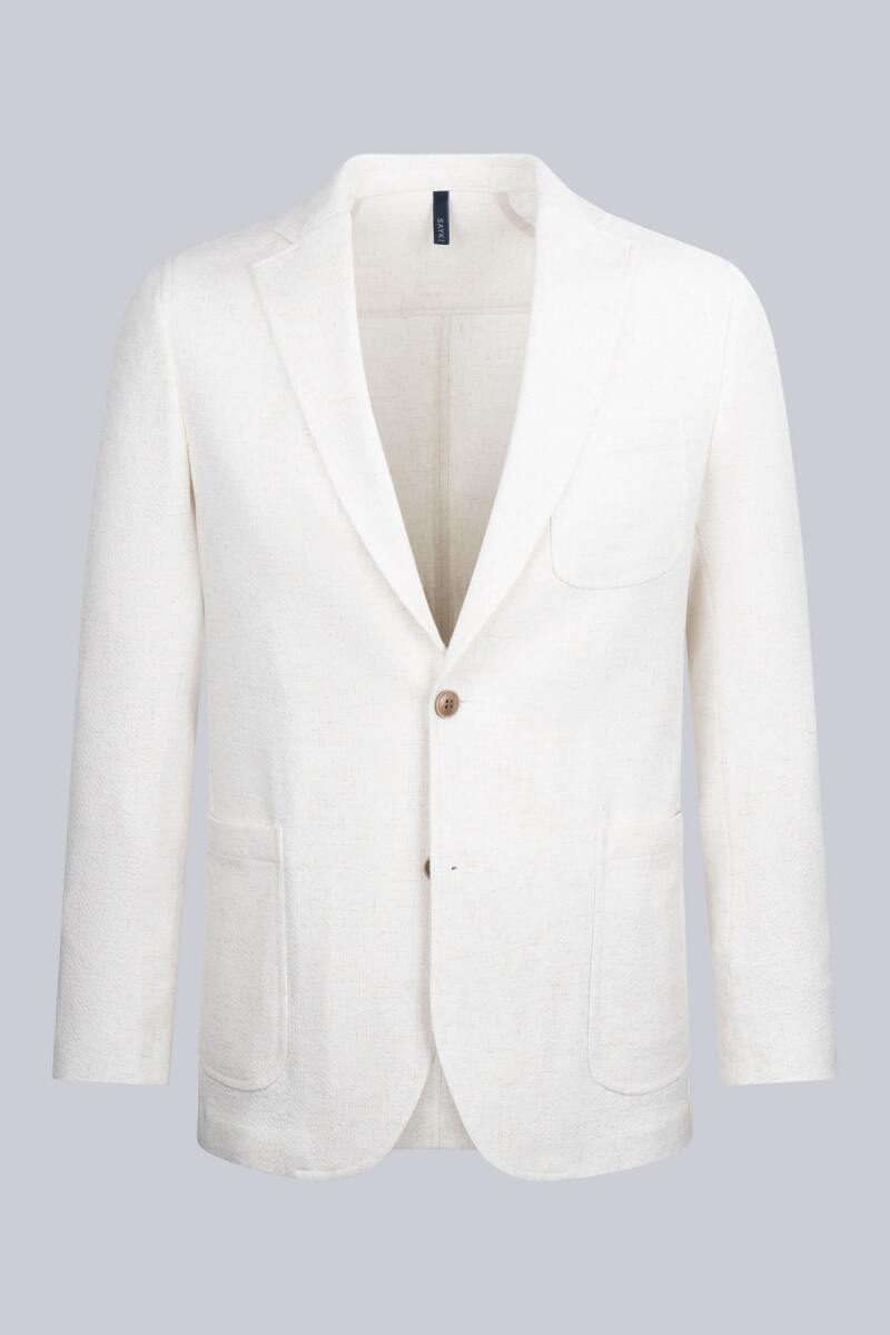 Bej Comfort Fit Mono Yaka Klasik Keten Ceket - Saykı