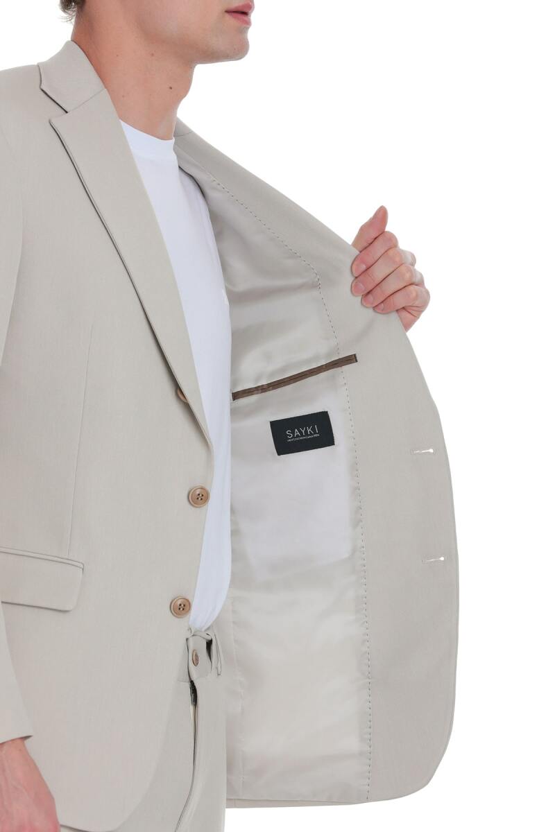 Bej Comfort Fit Mono Yaka Klasik Takım Elbise - Saykı (1)