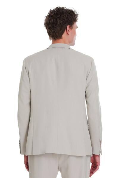 Bej Comfort Fit Mono Yaka Klasik Takım Elbise - 5