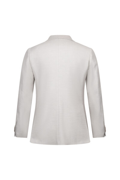 Bej Comfort Fit Sivri Yaka Desenli Klasik Ceket - 2