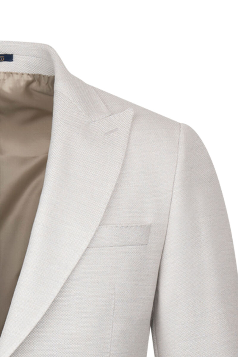 Bej Comfort Fit Sivri Yaka Desenli Klasik Ceket - Hatemoğlu (1)