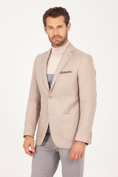 Bej Slim Fit Ceket - Thumbnail