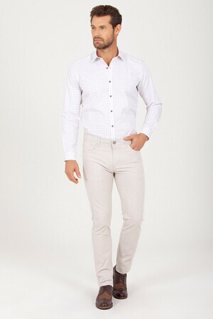 Bej Slim Fit Pantolon - Thumbnail
