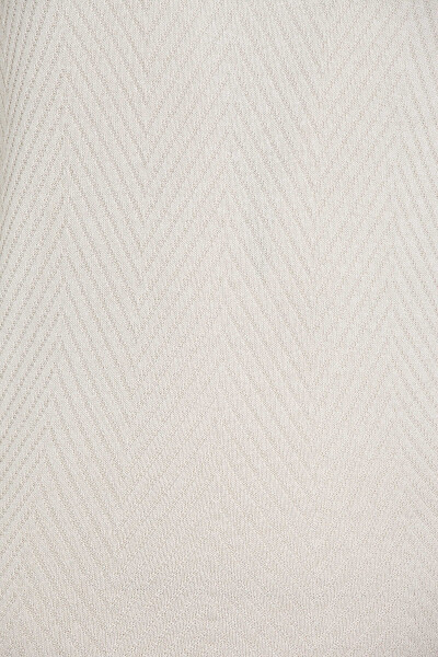 Bej Desenli Bisiklet Yaka Triko Kazak - 3